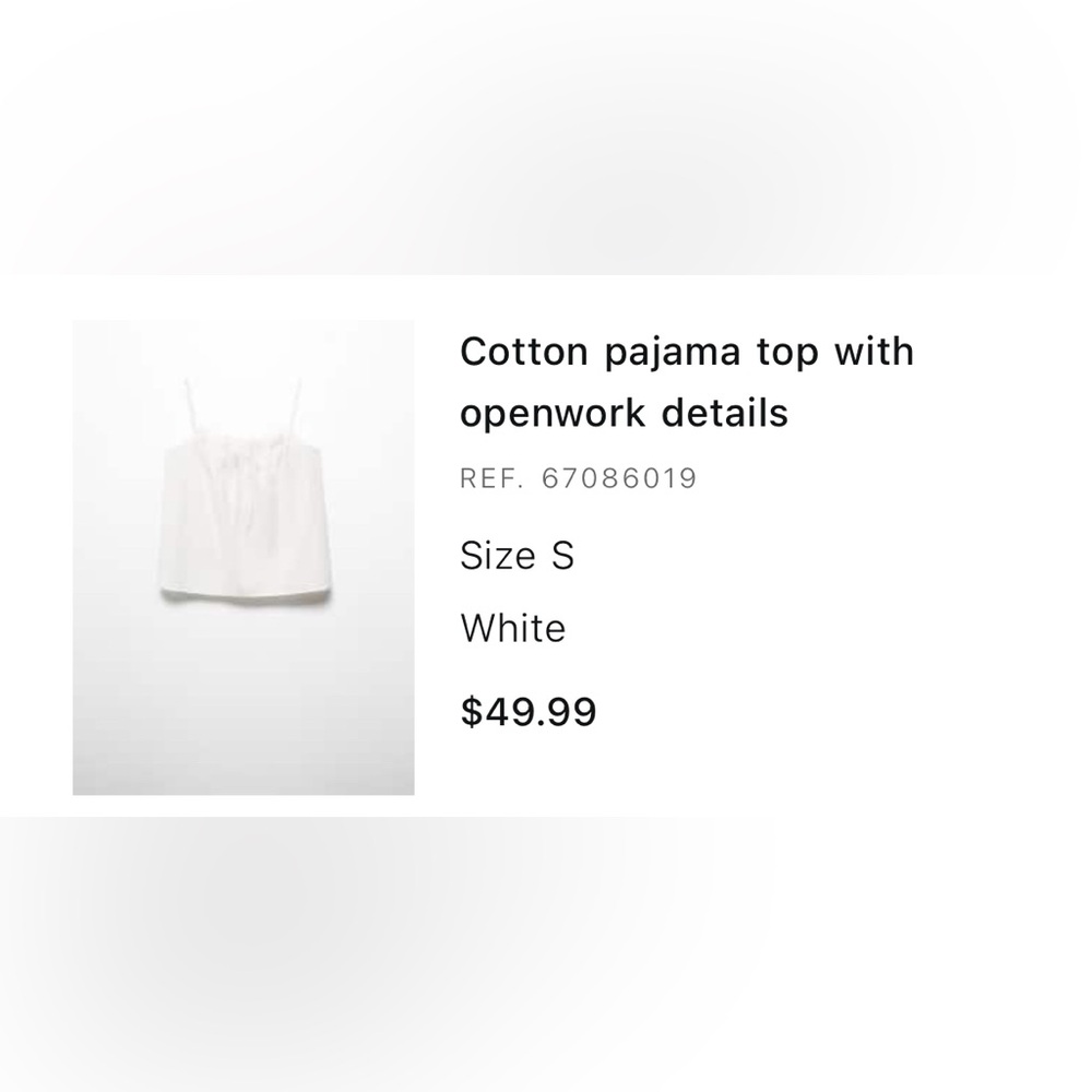 Mango White Cotton Pajama Set with Openwork Details